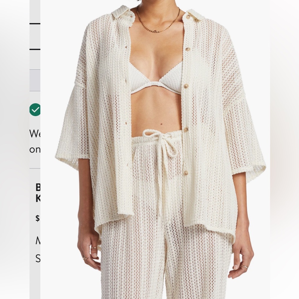 Billabong Beach Knit Cover Up Shirt - Medium